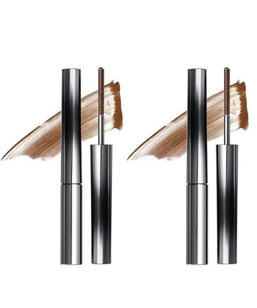 Hardcore Brushless Mascara Curling Mascara Set Waterproof Long-Lasting Non-Falling Non-Clumping Mascara Ultra-Slim Metallic Mascara for Charming Eye Makeup Brown+brown