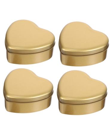 EXCEART 4pcs Boxes Heart Shaped Box Cookie Containers for Giving Food Containers Biscuit Holder 12.5X11.5X4.5CM Golden