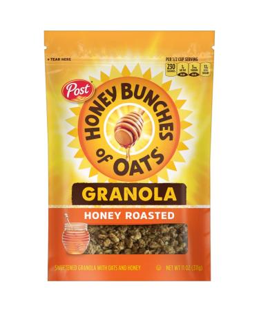 Post Honey Bunches of Oats Honey Roasted Granola Cereal and Snack, Good Source of Fiber, made with Whole Grain Breakfast Cereal, 11 Ounce (Pack of 5) (88679)