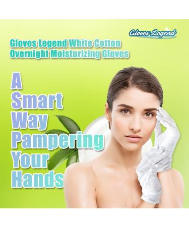3 Pairs (2 Gloves) White Cotton Legend Gloves for Dry Hand Eczema Moisturizing - Women's Size | Stretchable Nighttime Gloves - Buy Online on SooperMarket.com