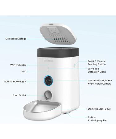 DOGNESS Automatic Cat Feeder with Camera | 1080P HD Video, Night Vision, WiFi | 2-Way Audio, Sensor Alerts | For Cat/Dog - Buy Online on SooperMarket.com