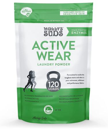 Molly's Suds Active Wear Laundry Detergent | Natural Extra Strength Laundry Powder, Stain Fighting for Performance Fabrics and Sensitive Skin | 120 Loads Sport Fresh - 120 Loads 3.75 Pound (Pack of 1)