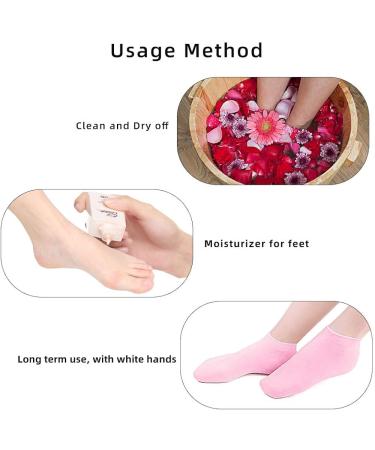 Silicone Gel Moisturizing Socks for Dry, Cracked Feet | Spa Foot Care Waterproof Socks | Fits US Size 6-9 | Pink - Buy Online on SooperMarket.com