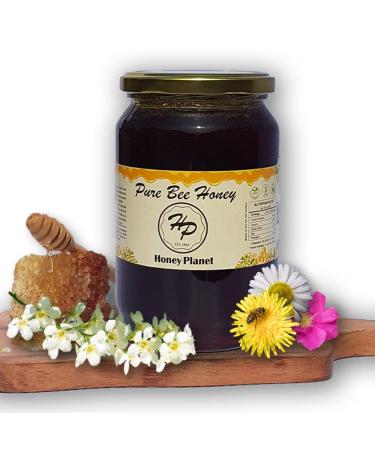 Natural Wild Forest Mountain Raw Honey from ECO/BIO Area Unheated Unpasteraised Unfiltered Mountain Honey harvested in our own Bee Farm eco fresh from honey comb (Large 1000 gram) 1 kg (Pack of 1) 1000.0