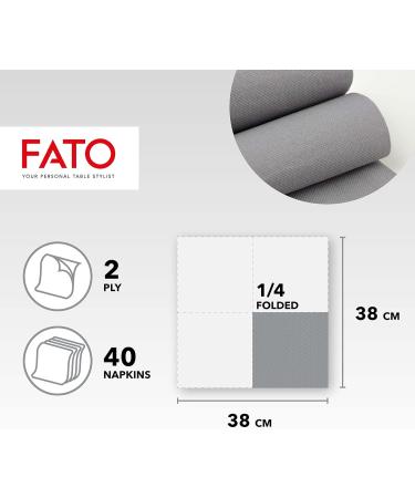 FATO Disposable Paper Napkins - 40-Pack Soft 2-Layer Gray Napkins 38x38 cm 100% Pure Cellulose FSC Certified - Buy Online on SooperMarket.com