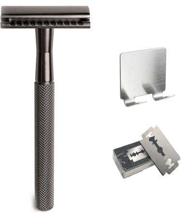 Oueyfer Double-Sided Safety Razor - Premium Zinc Alloy & Metal Handle for Effortless Hair Removal - Stylish Rose Gold with Bracket - Buy Online on SooperMarket.com