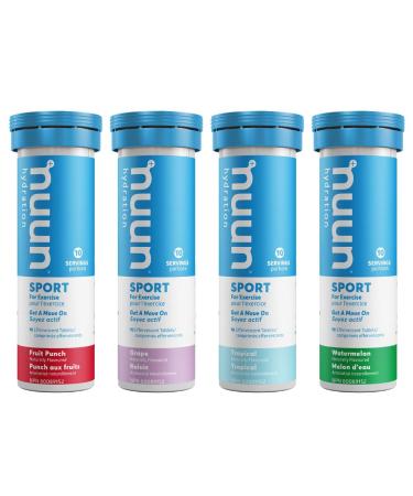Nuun Sport: Electrolyte Drink Tablets Box of 4 Tubes (40 servings) Summer Mixed Pack Electrolyte Hydration Supplement