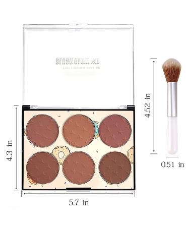 6 Colors Blush Palette with Brush - Matte & Shimmer Powder Blush for Glam Makeup Look | Contour & Highlighter Palette - Buy Online on SooperMarket.com