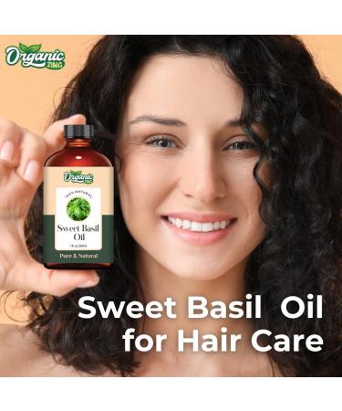 Organic Zing Sweet Basil (Ocimum basilicum) Oil Pure & Natural for Skin Face Hair Care Aromatherapy Diffuser Conditioner - 30ml/1.01fl oz - Buy Online on SooperMarket.com