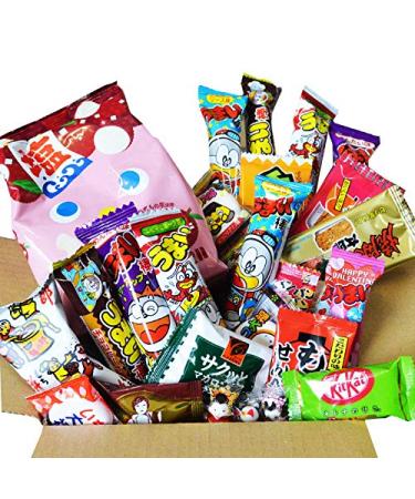Caramel Corn Japanese Dagashi Snack & Kit Kat Chocolate Box 30 pcs Set Gift Present with AKIBA KING sticker