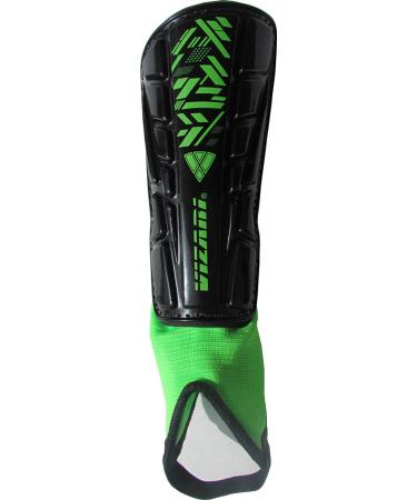 Vizari Malaga Soccer Shin Guards for Kids | Youth Soccer Gear for Boys Girls | Protective Soccer Equipment | Adjustable Straps Small Black/Green Guard