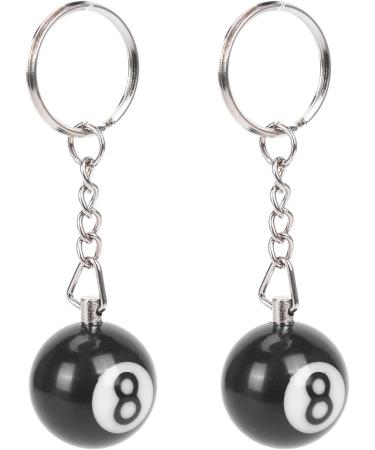 Aboiledy 2 Pieces Billiard Ball Keychain Creative Black 8 Ball Key Ring for Happiness | 25mm Plastic Keychain for Pool Enthusiasts - Buy Online on SooperMarket.com