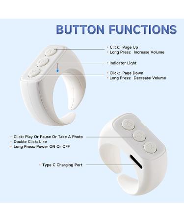 CKG Tiktok Bluetooth Smart Finger Remote for iPhone - 2022 Design | Snow White | iOS & Android Compatible - Buy Online on SooperMarket.com