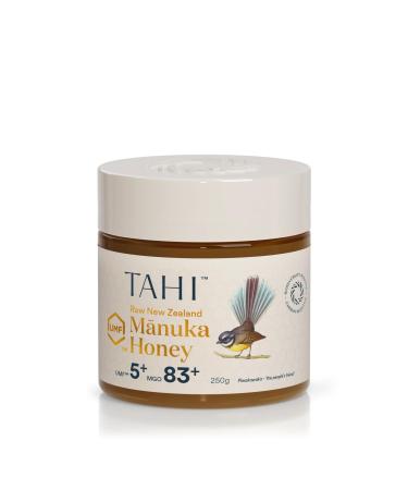Tahi Raw Manuka Honey New Zealand UMF 5+ Certified (MGO 83+) - 100% Sustainable Monofloral and Natural Honey - Non-GMO Glyphosate-Free and Gluten-Free - New Zealand Manuka Pure Honey - 250gr. 250 g (Pack of 1)