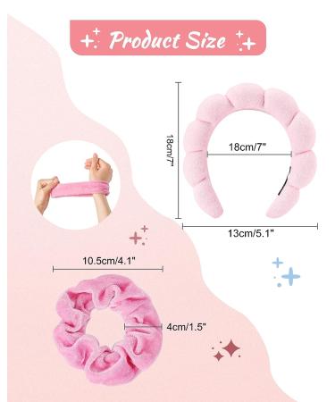 Rovtop SPA Headband 4Pcs Set for Makeup/Skincare - Non-slip Terry Towel Cloth Head band and Wristbands for Women - Pink+Blue - Buy Online on SooperMarket.com