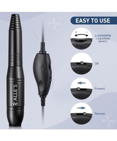 Electric Nail File 20000rpm Nail Drill for Acrylic Nails Gel Portable Manicure Pedicure Nail Drill Kit with Sanding Bands and Nail Drill Bits(Balck) 31 Count (Pack of 1) - Buy Online on SooperMarket.com