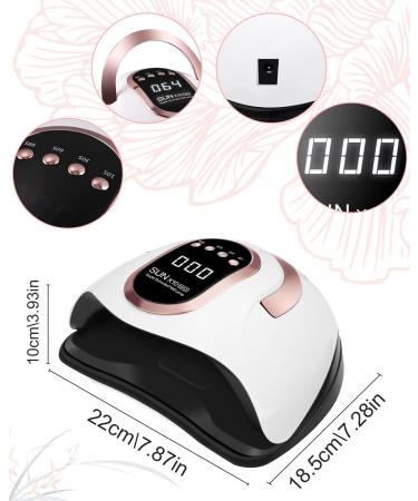 FAKZE NAGELROCKNER LAMP 180W - UV LED Nail Lamp for Shellac & Gel Polish | Digital Display 66 LEDs Timer (10/30/60/99S) | X10 Rose Gold | International Shipping Available - Buy Online on SooperMarket.com