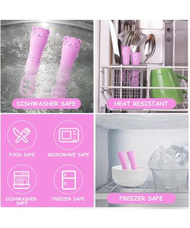 Vicloon Baby Fork and Spoon Set - 2Pcs Silicone Weaning Spoon for Self Feeding - Easy Grip Toddler Cutlery Kit in Purple - Buy Online on SooperMarket.com