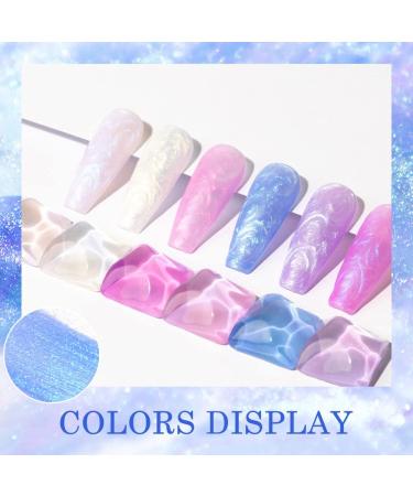 MIZHSE Pearl Gel Nail Polish Set - 6 Shimmer Colors | Pearlescent Shell Glitter | Soak Off UV Lamp Gel | White, Pink, Blue | BKJGLW208 - Buy Online on SooperMarket.com