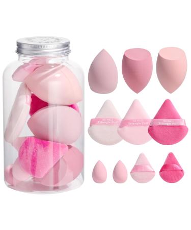 BS-MALL Makeup Sponge & Triangle Puff Set Pink for Mini Detailed Application Foundation Concealer Soft Pearl Cotton Sponge Pack of 10