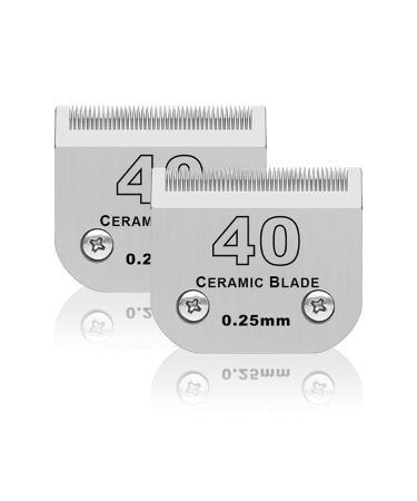 BESTBOMG 2 Pack Dog Grooming Replacement Blades Compatible with Heiniger/Moser Max45/Andis/Oster A5 Dog Clippers Size 40# 1/100" (0.25mm) Cutting Length 12 UK S