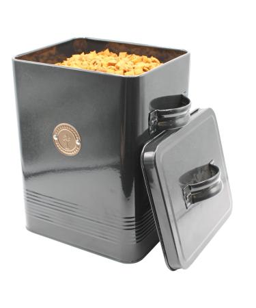 Gardening Naturally Cat Food Biscuit Tin - Food Storage Tin for Cat Food Black