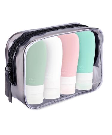 Portable Travel Bottles, INSFIT TSA Carry On Approved Toiletries Containers, 2 Ounce Leak Proof Squeezable Silicone Tubes, Refillable Travel Accessories for Shampoo Body Wash Liquids 4 Pack 2 OZ #1