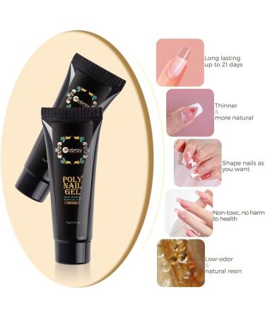 Mobray Poly Nail Gel Kit - 6 Color Extension Set with Nail Forms and Slip Solution - Professional Nail Art Starter Gifts for Women - Buy Online on SooperMarket.com
