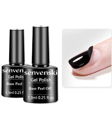 senvenski Peel Off Gel Base Coat for Gel Nail Polish  Peelable Removal Peely Clear Foundation for Use with UV LED Nail Lamp (TB004) Clear Peel Base