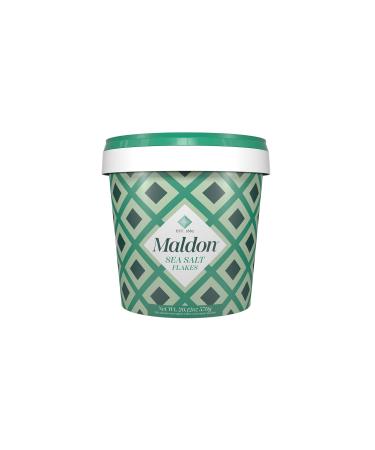 Maldon Salt, Sea Salt Flakes, 20 oz (570 g), Resealable Tub, Kosher, Natural, Handcrafted, Gourmet, Pyramid Crystals