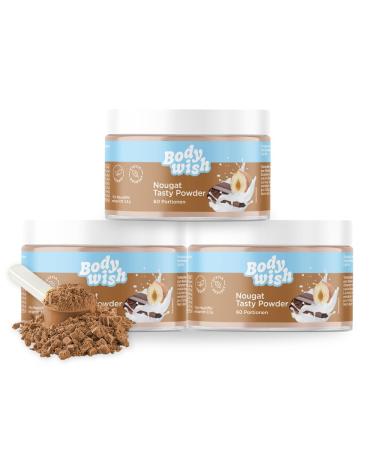Bodywish - Nougat Tasty Powder - low -calorie taste powder |Natural taste - sugar substitute nutrition |3 x 150gr - Nougat aroma nougat 3 x 150 gr