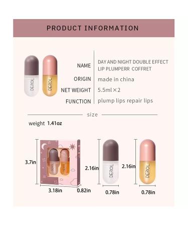 2 Pcs Lip Plumper Serum Set for Softer, Fuller Lips - Natural Lip Care Day & Night Treatment, Hydrating Formula to Reduce Fine Lines and Chapping - Lip Plumping Gloss Included - Buy Online on SooperMarket.com