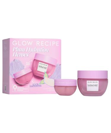 Glow Recipe Plum Hydration Heroes Holiday Kit - Plum Plump Hyaluronic Acid Cream (50ml) & Ultra Moisturizing Gloss Balm (15ml) - Hydrate Plump and Balance Dry Skin & Parched Lips - Vegan Set (2-Pc)