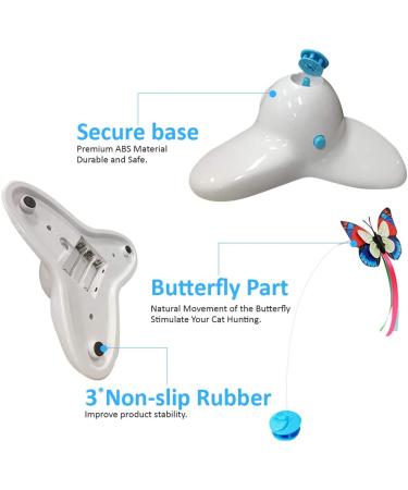 Flurff Interactive Cat Toy Butterfly - Electric Flutter Rotating Kitten Toy for Funny Exercise - Cat Teaser with Replacement White - Shop Now! - Buy Online on SooperMarket.com