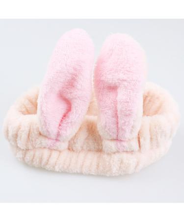 Headband for Washing Face and Makeup Cute Bunny Ear Hairband Elastic Headband for Shower Sports Spa Skincare Beauty Head Wraps Hair Accessories for Women Girls Pink - Buy Online on SooperMarket.com