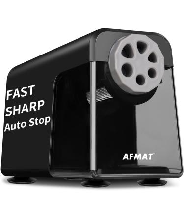 Electric Pencil Sharpener Heavy Duty  6 Holes  Auto Stop AFMAT Pencil Sharpeners for School  Classroom Electric Sharpener for 6-11mm Pencils  7000 Sharpening Times  Do not Eat up Colored Pencils Black
