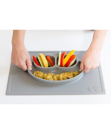 ezpz Happy Mat (Pewter) - Silicone Suction Plate for Toddlers & Preschoolers - Divided Dishwasher Safe Placemat - 24 Months - Buy Online on SooperMarket.com