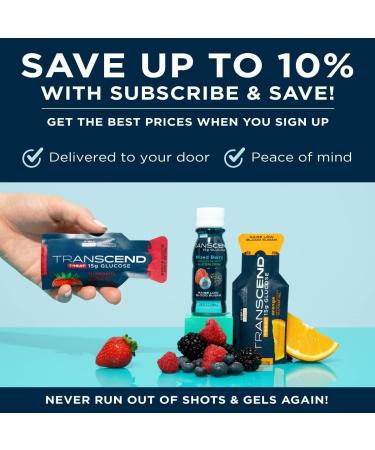 Transcend Glucose Gel Packs - Strawberry & Orange 50 Pack - FSA/HSA Eligible - Made in USA - 15g Dose - Diabetic Blood Sugar Support - Buy Online on SooperMarket.com