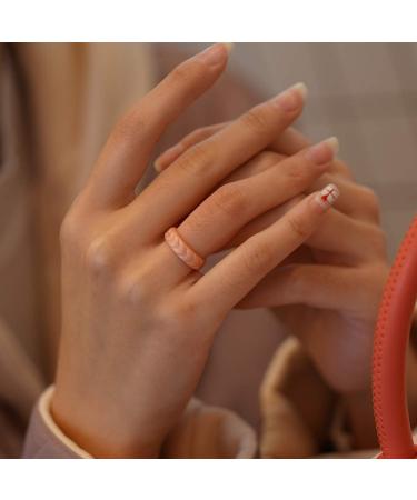 Zollen Silicone Wedding Rings for Women 4/7 Packs -Metallic Stackable Silicone Rubber Wedding Bands -Innovative Vine Collection B: Rose Gold Pearl White Black Marble(gray+white) 4(15.3mm) - Buy Online on SooperMarket.com