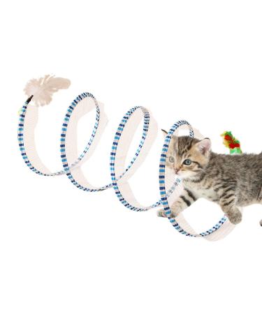 Indoor Cat Tube Toys Cat Tunnels Tube Cat Toys Portable Interactive Pet Adventure Tunnel Toy Interactive Cat Springs Toys for Cats Dogs Small Pets Rabbits Geteawily blue-green
