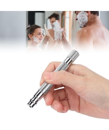 Manual Razor Handle Safety Shaving Razor Handle Safety Men's Razor Handle Safety Razor Handle Metal Replacement Retro Shaver Handle Metal Handle for Razor Mens Razors for Shaving (Silver)