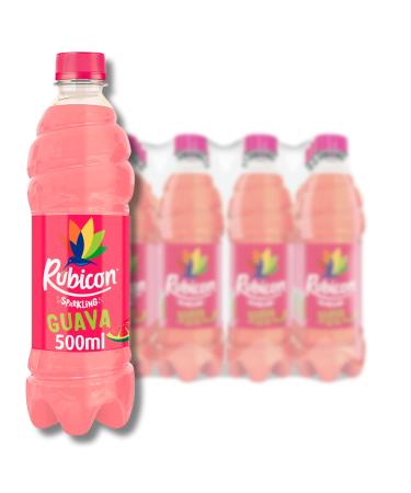 Rubicon Sparkling Guava Flavoured Fizzy Drink with Real Fruit Juice Handpicked Fruits for a Temptingly Intense Taste "Made of Different Stuff" - 24 x 330ml Cans Guava 500ml | 12 Bottles