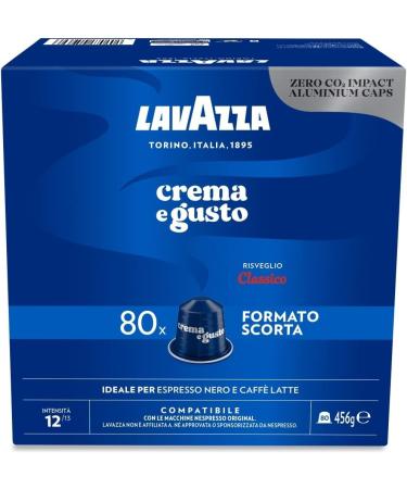 Nespresso Compatible Lavazza Crema e Gusto Classico 80 Aluminium Coffee Capsules (Family Pack) (1) Classico 80 Count (Pack of 1)