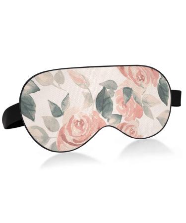 Haskirky Light Blocking Eye Mask Breathable and Adjustable Adult Men and Women Travel on Business Trips Yoga Meditation Light Smooth Comfortable Eye Mask Office Deep Sleep Goodies Beautiful Rose