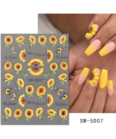 Duduikalor 5D Sunflowers Nail Stickers - Self-Adhesive Decals for Acrylic Nail Art - Buy Online on SooperMarket.com