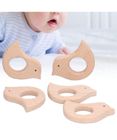 Beech Wooden Bird Teething Toys Set for Natural Pain Relief - 5 Pcs DIY Baby Teether Handiwork Accessory - Buy Online on SooperMarket.com