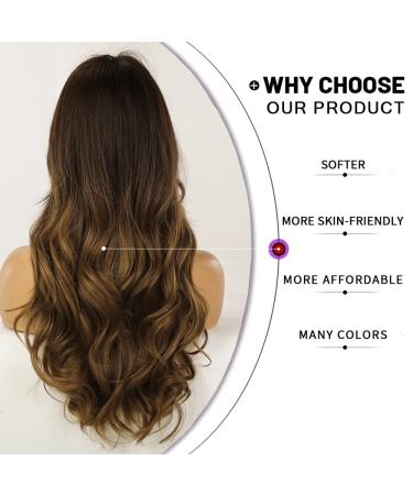 Esmee 24 Curly Hair Wigs for Women - Brown Heat Resistant Synthetic Wigs with Bangs | International Shipping Available - Buy Online on SooperMarket.com