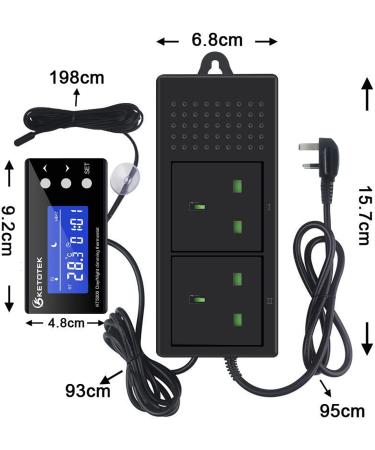 KETOTEK Digital Dimming Thermostat Reptile Day/Night Timer | PID Temperature Controller for Heat Lamps, Terrariums, Aquariums | Waterproof Sensor Probe KT5000 - Buy Online on SooperMarket.com