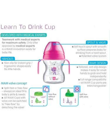 MAM Learn to Drink Cup and Soother 6 Months 190ml (Pink) - Best Training Cup for Babies - Buy Online on SooperMarket.com
