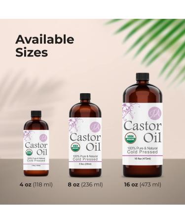 Organic Castor Oil 4oz - Pure & Natural Cold Pressed for Lashes, Eyebrows, Hair & More - Buy Online on SooperMarket.com